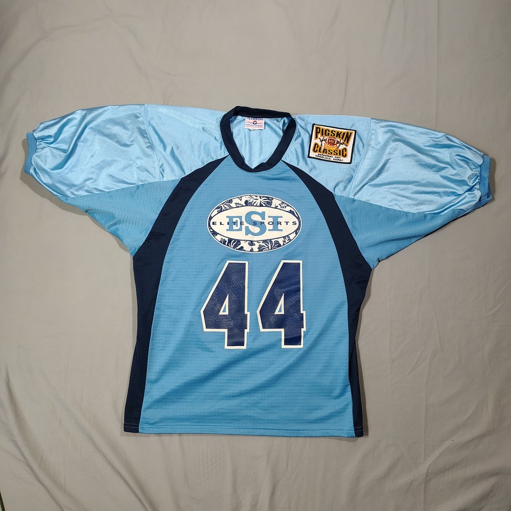 VINTAGE Teamwork Pigskin Classic Jersey Mens L Blue ESI 44 Hawaii Football Mesh